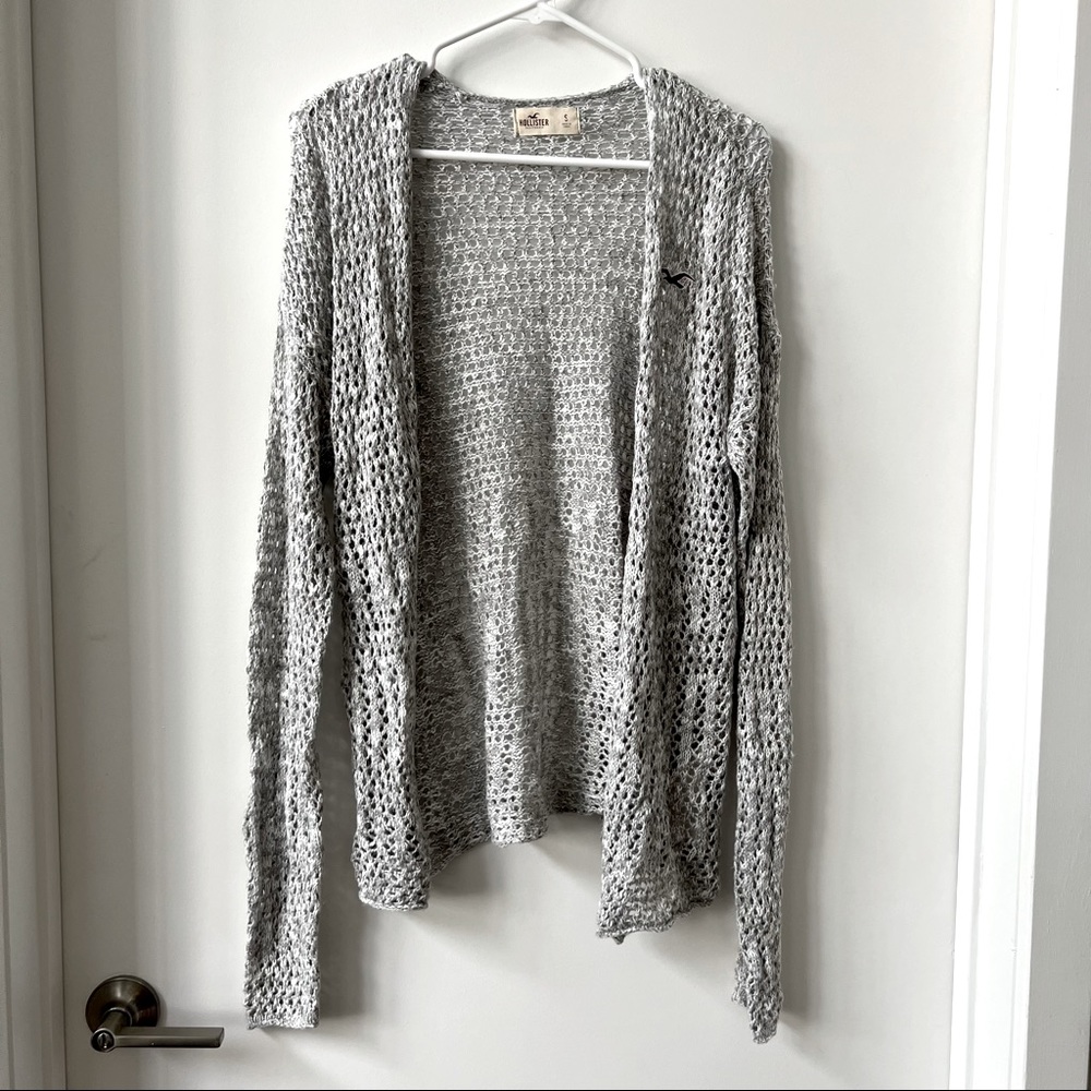 Crochet Long Gray Cardigan